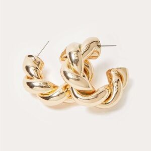 Lilly Pulitzer Island Escape Chunky Gold Metallic Twisted Hoop Pierced Earrings